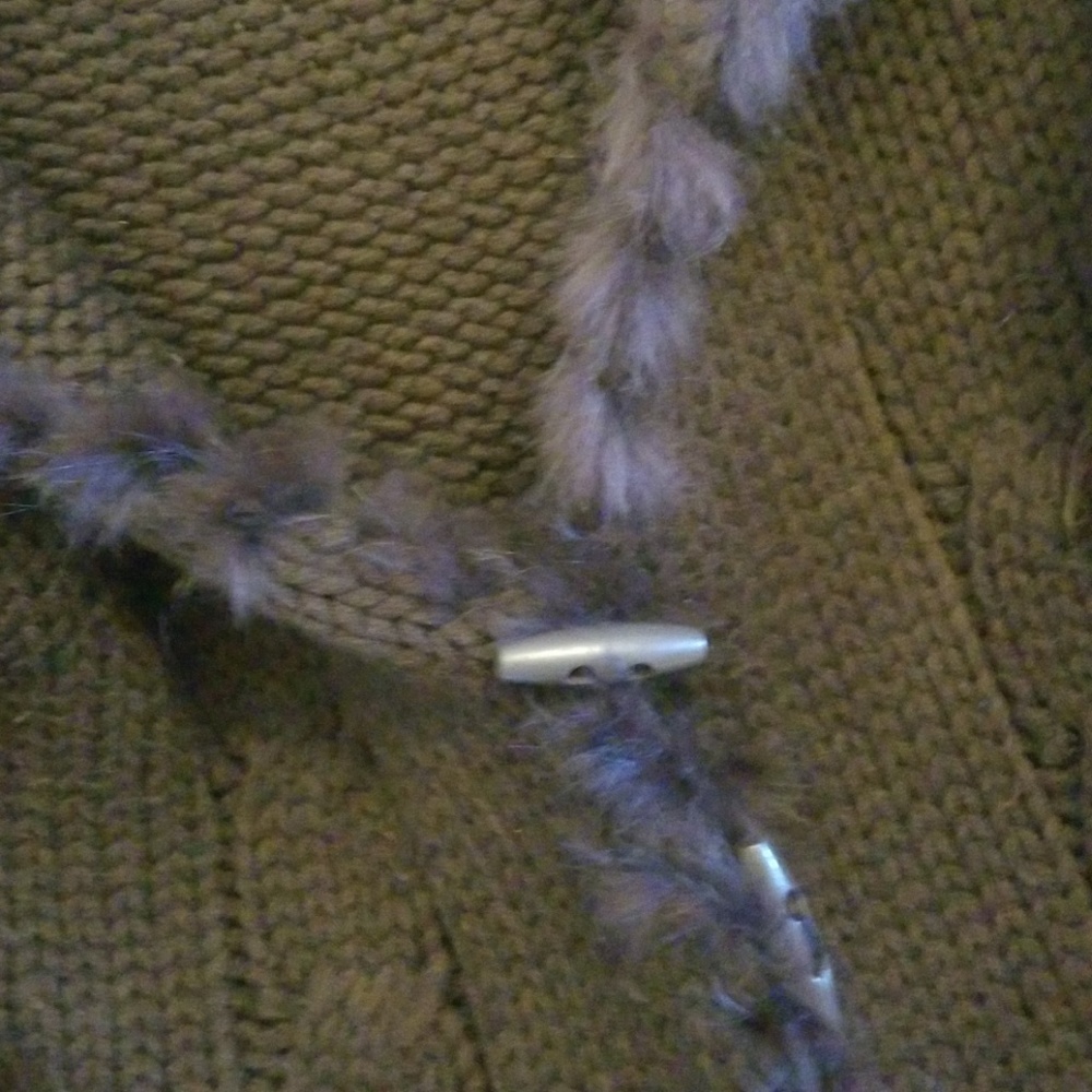 Sweater Jacket Brown with Rabbit Fur - Picture 2 of 5